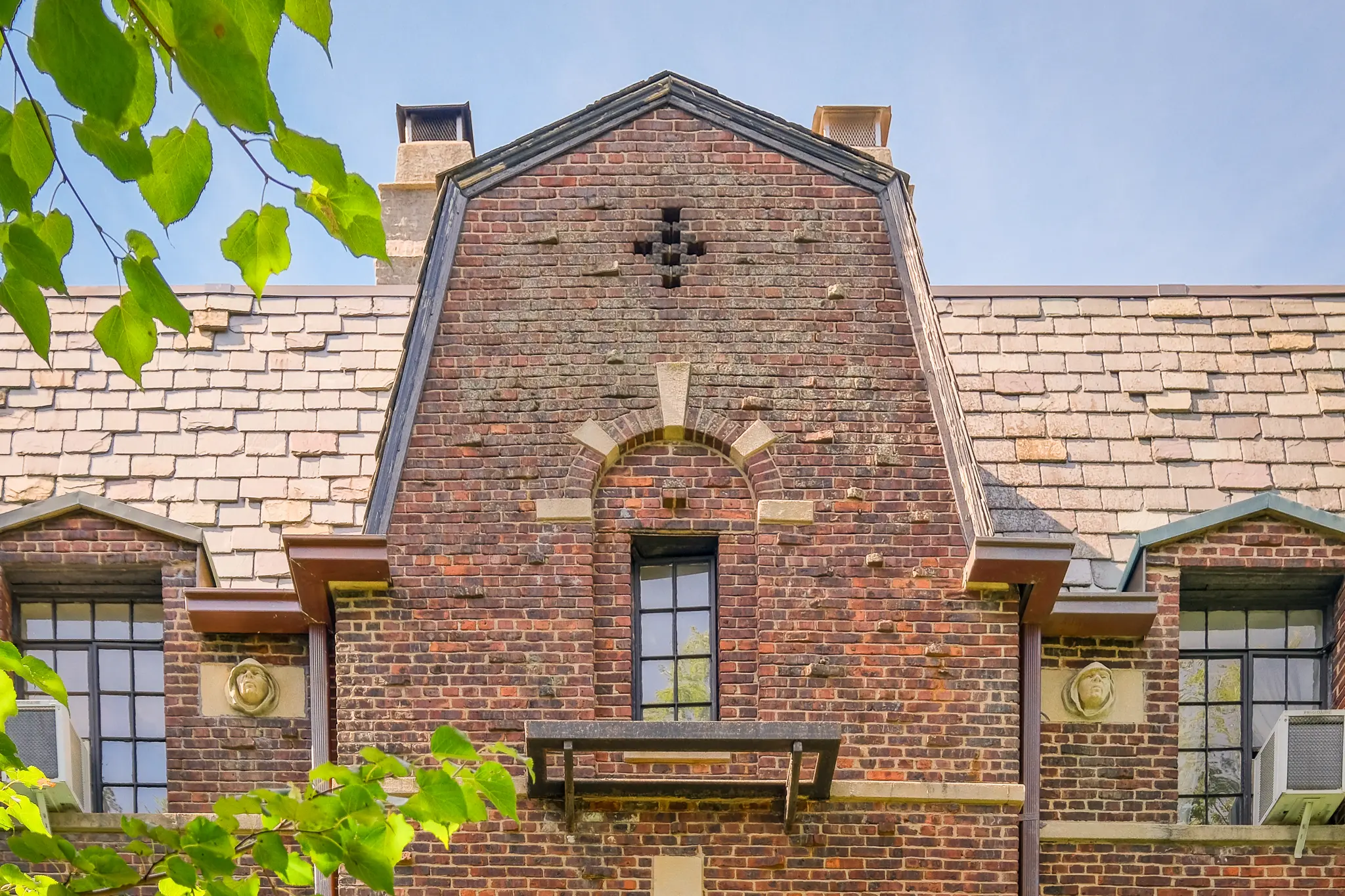 Architectural detail of the top of a Broadlawn building.